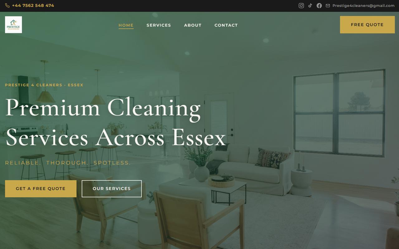 Screenshot of Prestige 4 Cleaners website homepage